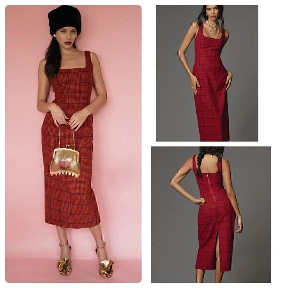 NWT Anthro Pilcro Bombshell Tweed Slim Midi Dress